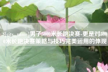 乳山男子5000米长跑决赛-更是对5000米长跑决赛策略与技巧完美运用的体现
